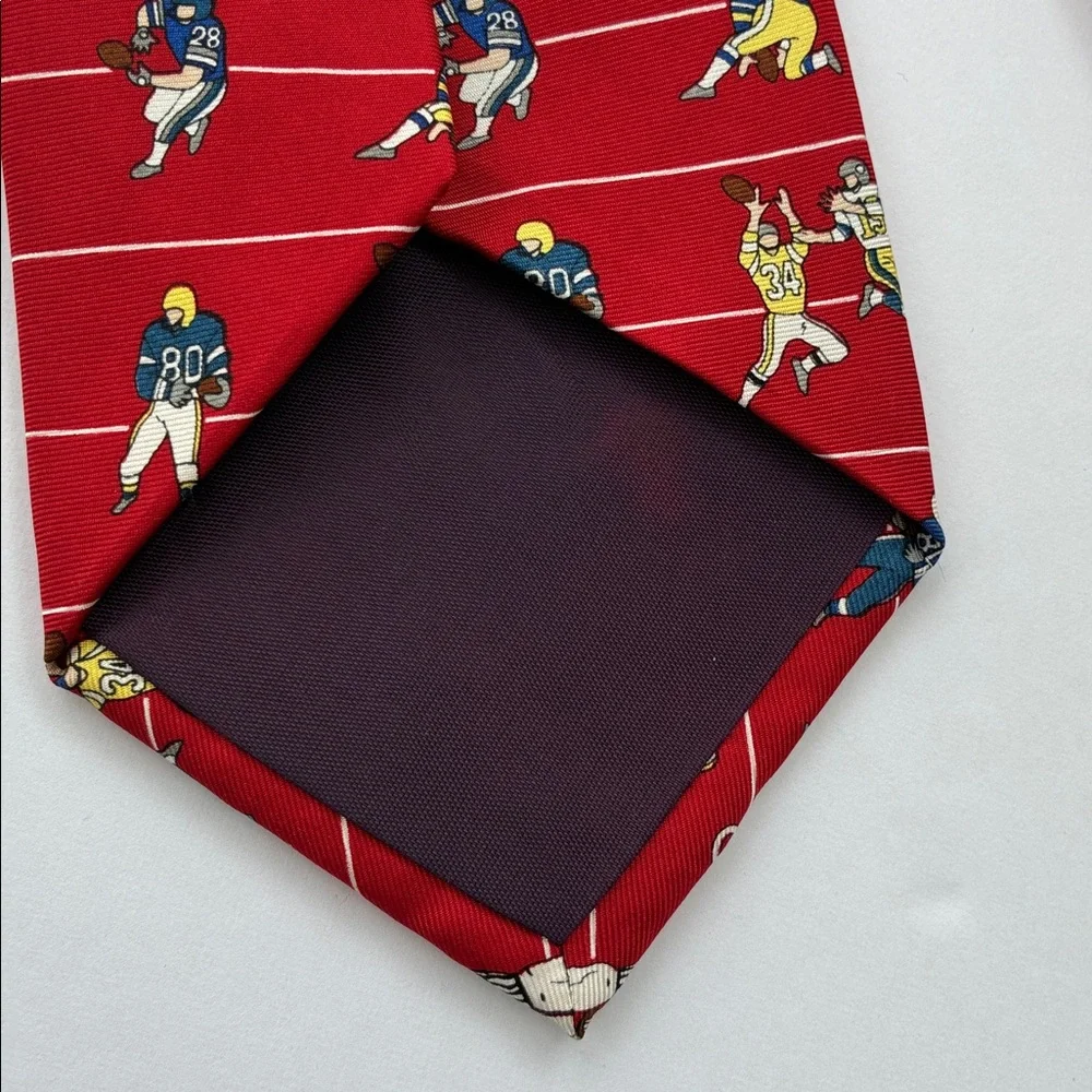 Alynn Neckwear Red Silk “50 Yard Line” Football Tie Necktie